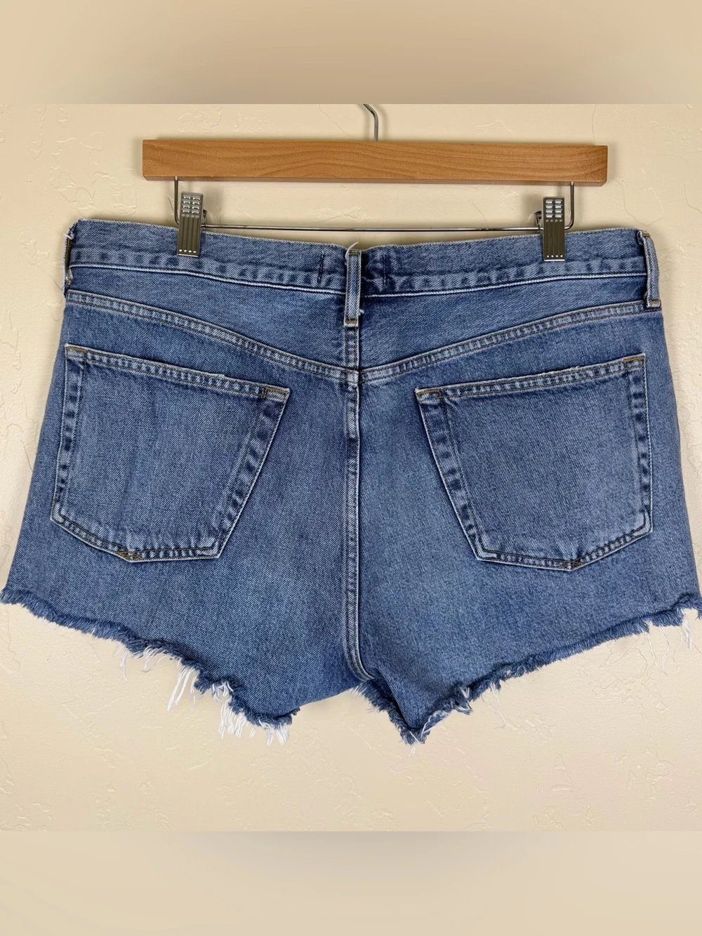 AGOLDE Parker Distressed Organic Cotton Denim Cutoff Shorts Blue Size 31